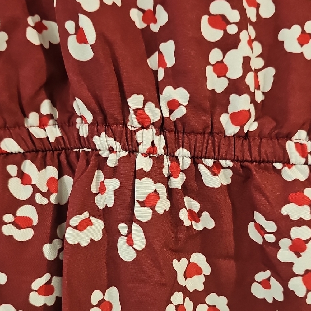 Red and White Ribbed Long Sleeve Casual Dress - Picture 4 of 5
